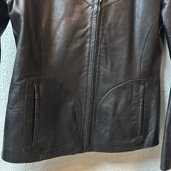 Y2K Wilson Leather black sleek jacket full zip - Picture 5 of 7